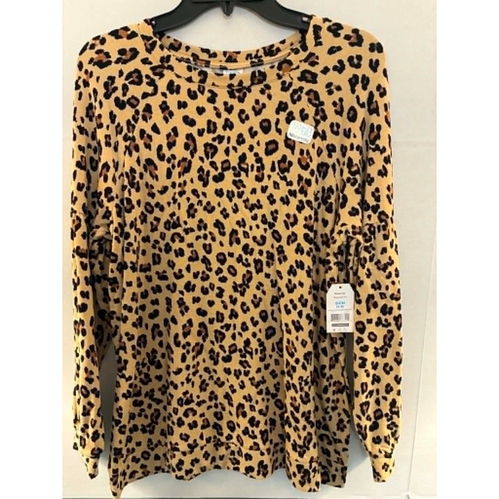 Time and Tru Maternity Womens Small Leopard Print Balloon Sleeve‎ Sweatshirt NWT